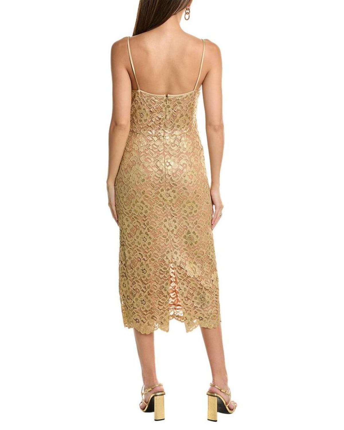 Michael Kors Collection Laminate Lace Silk-Lined Slip Dress