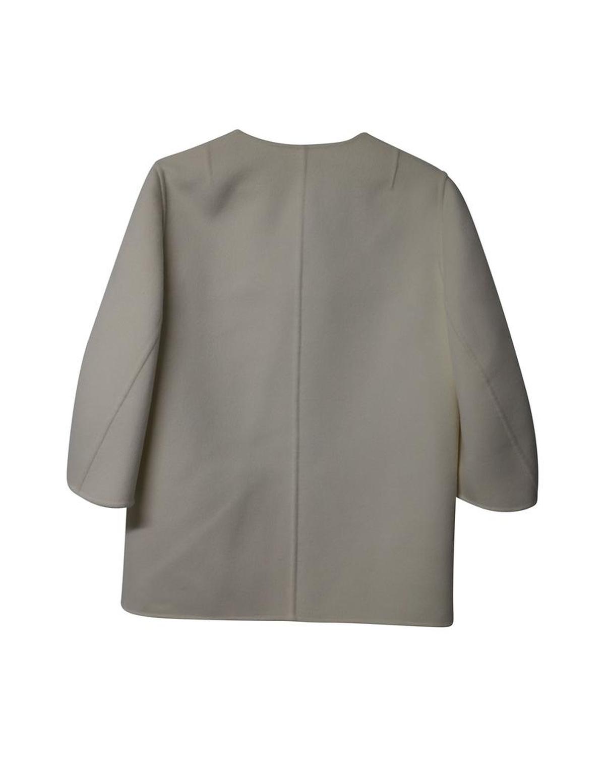 Michael Kors Collection Asymmetrical Angel Sleeves Jacket in White Wool