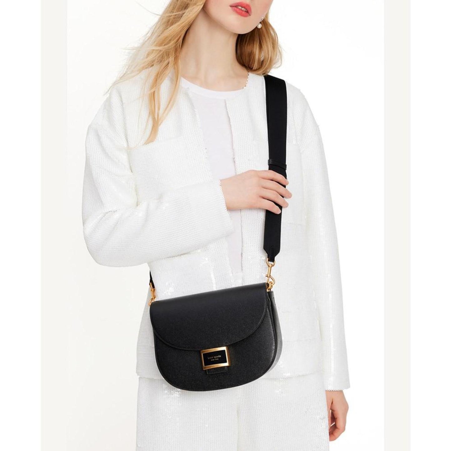 Katy Textured Leather Small Convertible Saddle Bag