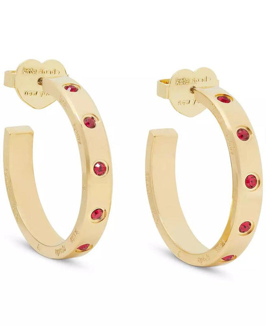 Gold-Tone Small Color Pavé Hoop Earrings, 1"