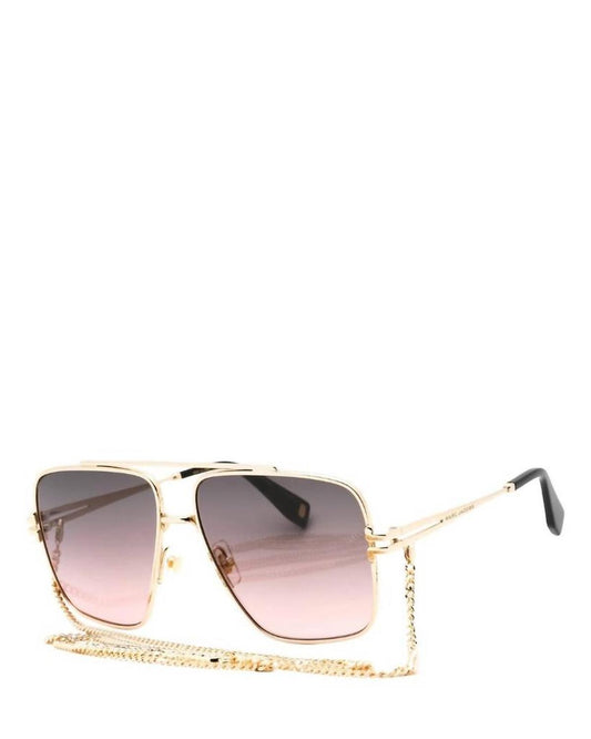 Women's Square Aviator Sunglasses In Gold Black/brown Pink