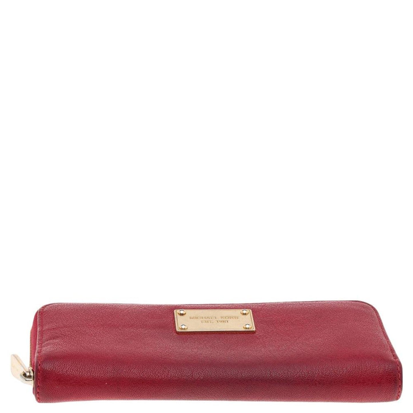 Michael Kors Red Leather Jet Set Zip Around Wallet..