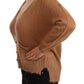 PINK MEMORIES Chic Brown Knit Cardigan with Front Button Closure