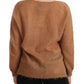 PINK MEMORIES Chic Brown Knit Cardigan with Front Button Closure