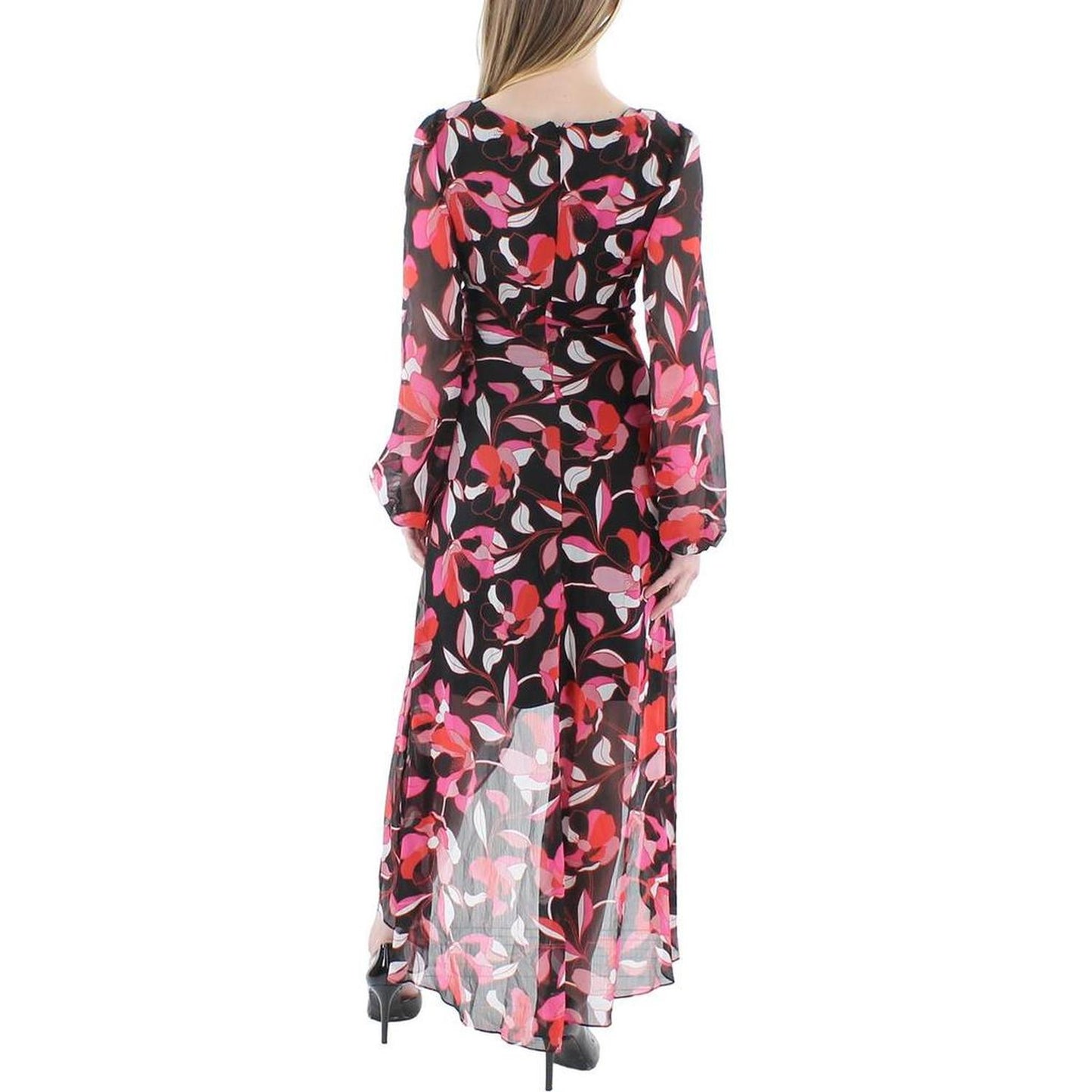 Womens Chiffon Floral Print Midi Dress