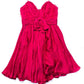 Marchesa Womens Silk Ruffled Texture Back Zipped Bow Tied Mini Dress Pink