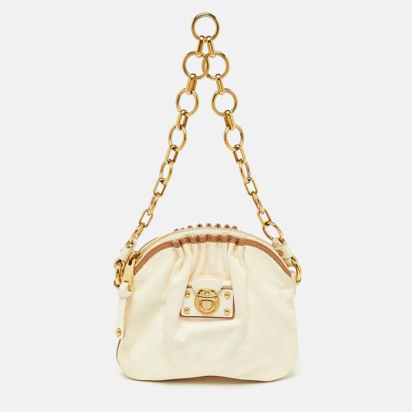 Marc By Marc Jacobs Off White/brown Leather Chain Bag