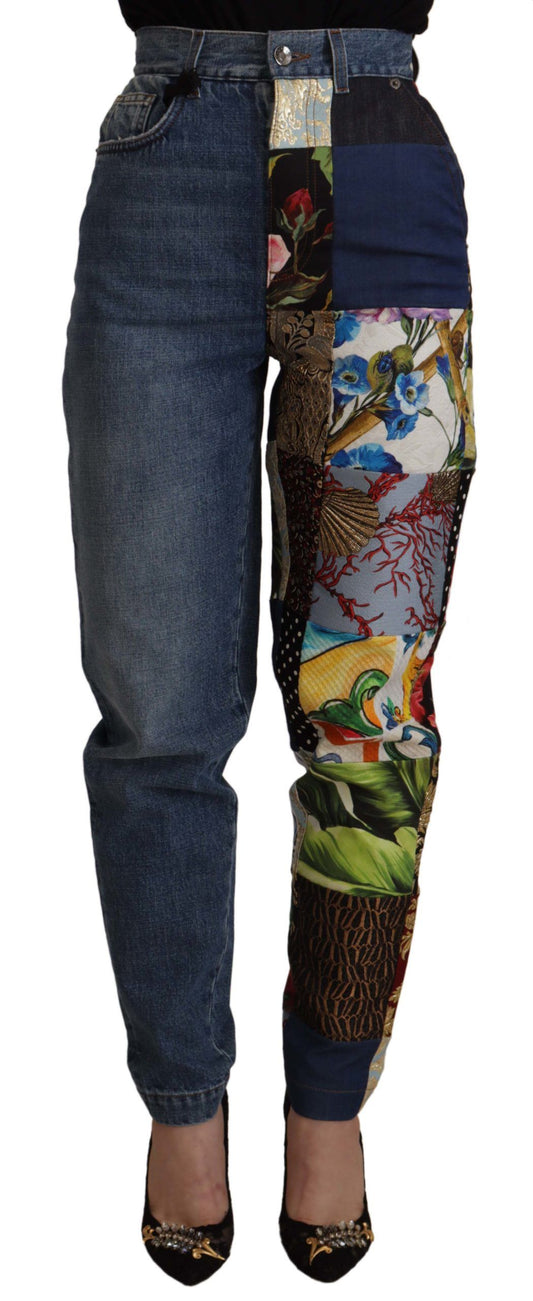 Dolce & Gabbana Patchwork Jacquard Denim Relaxed Jeans