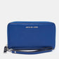 Michael Kors Blue Leather Jet Set Zip Around Wristlet Wallet..