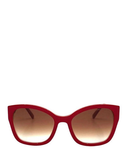 Women's Square Full Rim Acetate Sunglasses In Red / Brown