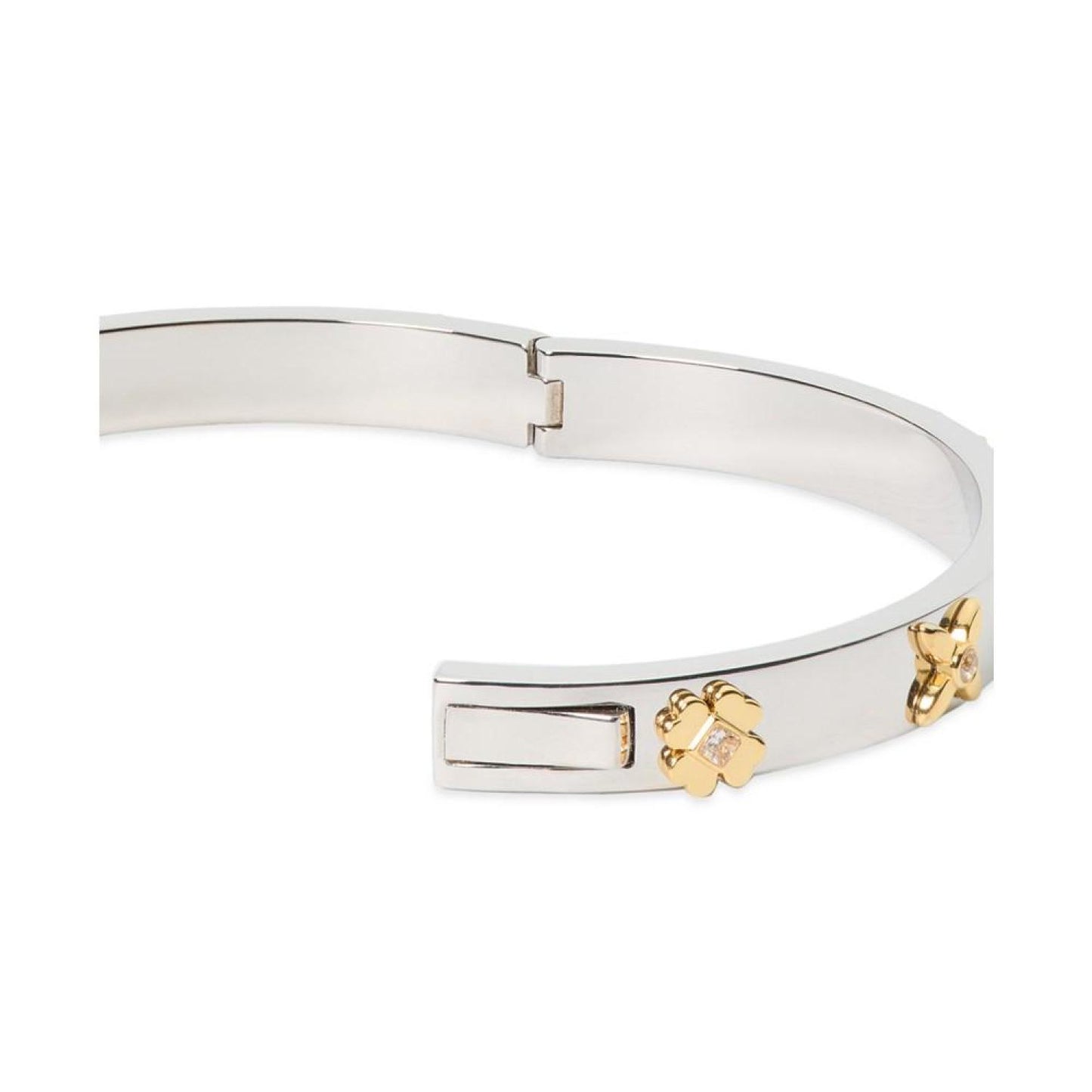 Cubic Zirconia & Color Inlay Flower Bangle Bracelet