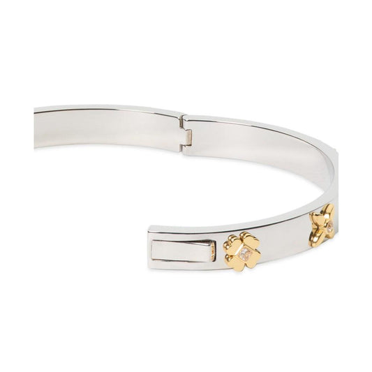 Cubic Zirconia & Color Inlay Flower Bangle Bracelet