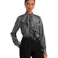 Ruffle-Trim Satin Charmeuse Shirt