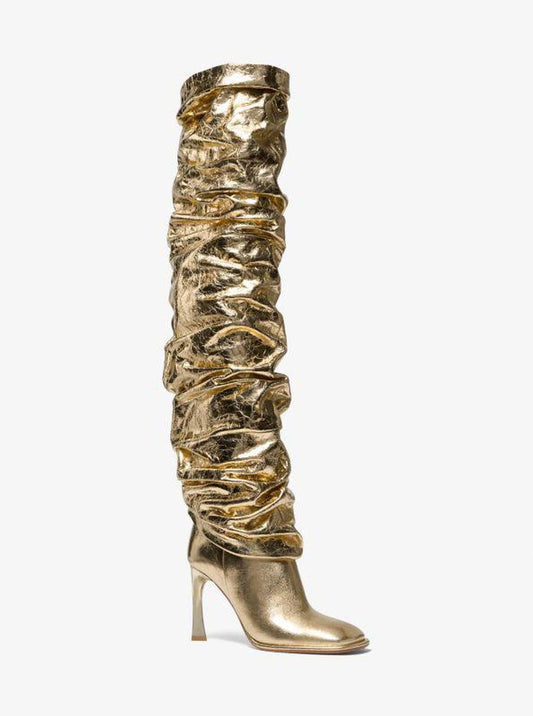 Kelsea Crackled Metallic Leather Slouchy Boot