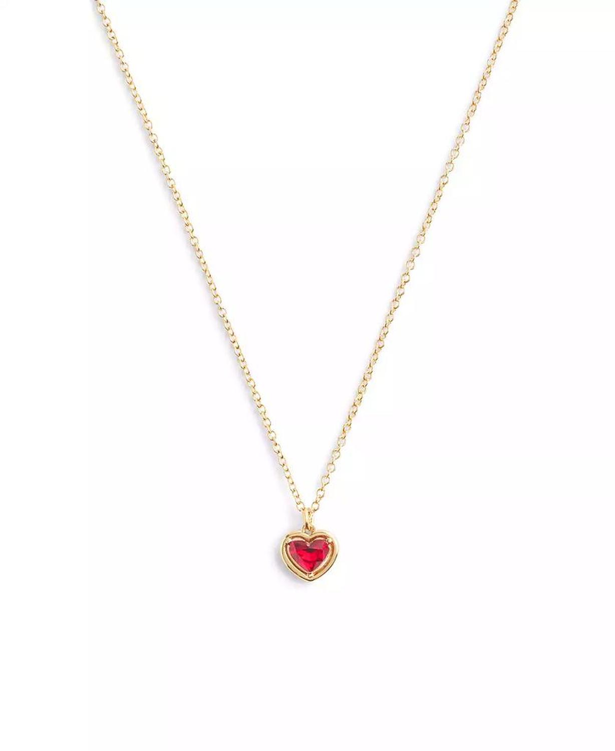 Faux Stone Halo Heart Pendant Necklace