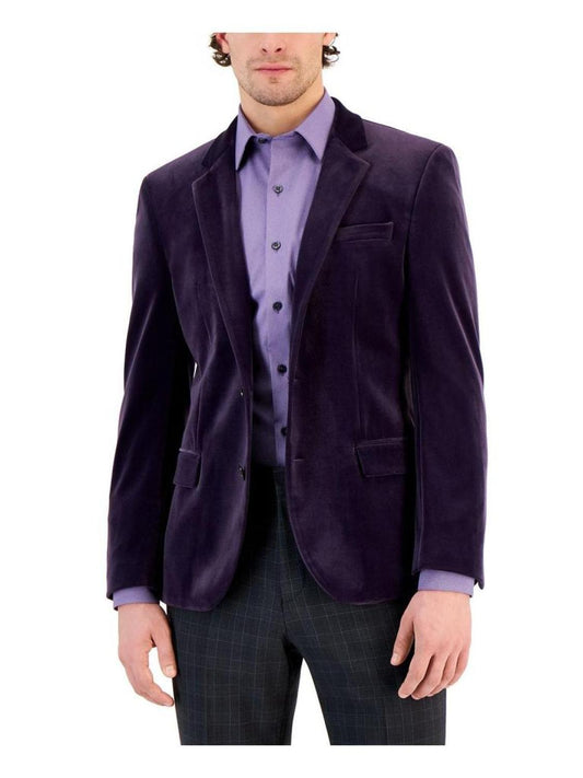 Henry231X Mens Velvet Slim Fit Two-Button Blazer