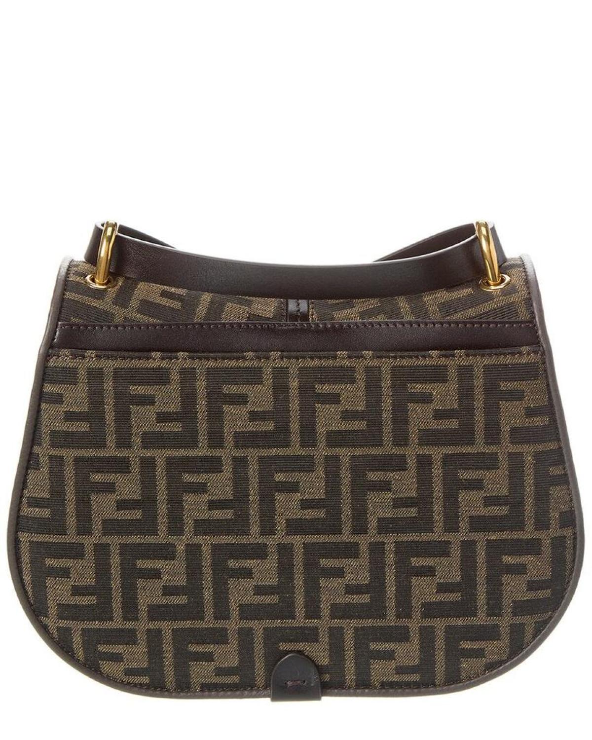 FENDI Cmon Medium FF Jacquard & Leather Shoulder Bag