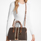 Sheila Medium Signature Logo and Metallic Satchel