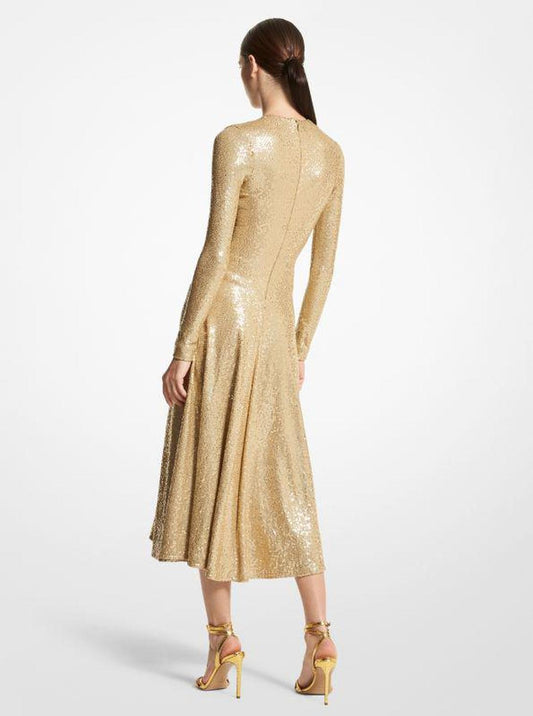 Hand-Embroidered Sequin Stretch Jersey Dance Dress