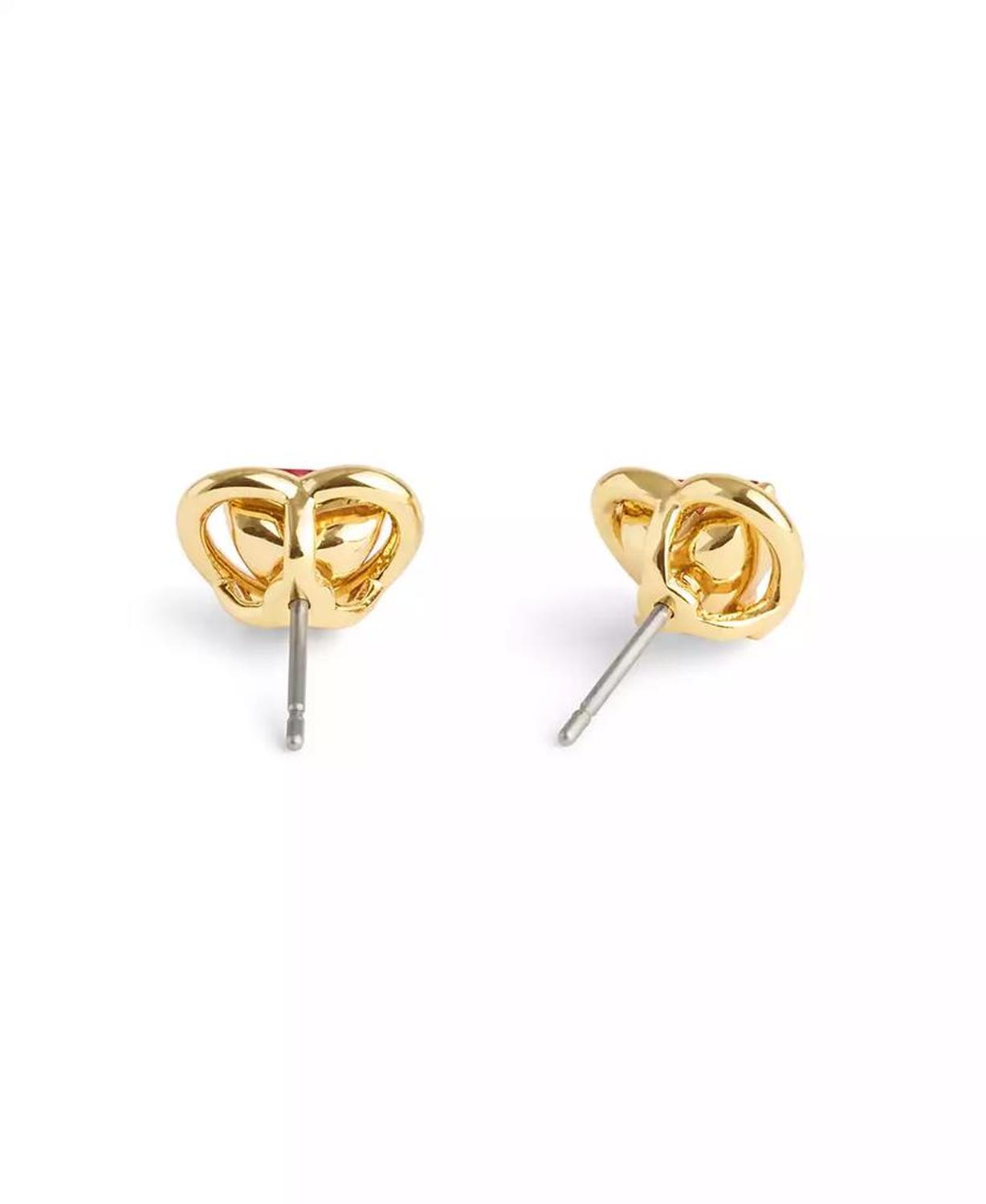 Faux Stone Halo Heart Stud Convertible Earrings