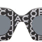 Black & White Monogram Rectangular Sunglasses