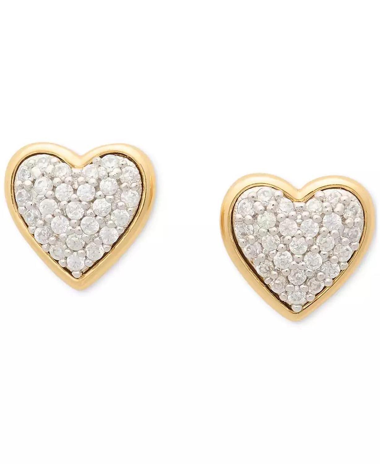 Cubic Zirconia Pavé Heart Stud Earrings