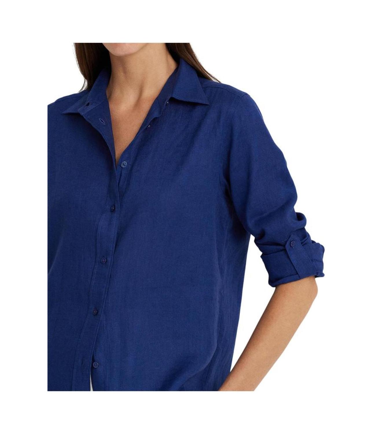 Petite Linen Roll Tab–Sleeve Shirt