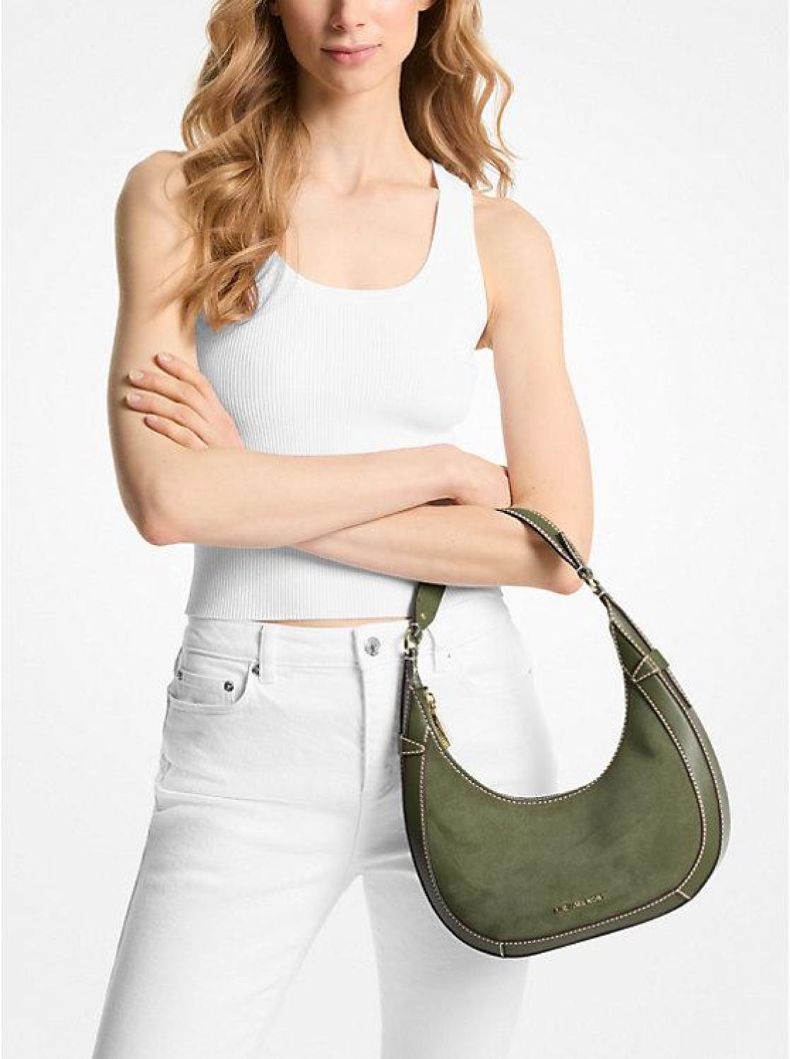 Preston Small Suede Crescent Shoulder Bag