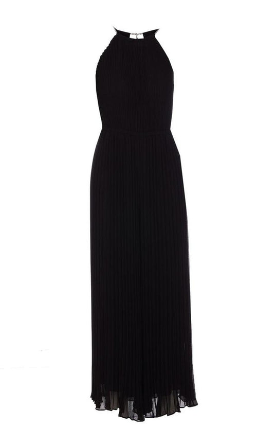 Michael Kors Pleated Georgette Halter Jumpsuit