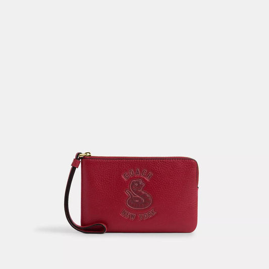 New Year Corner Zip Wristlet With Snake Graphic