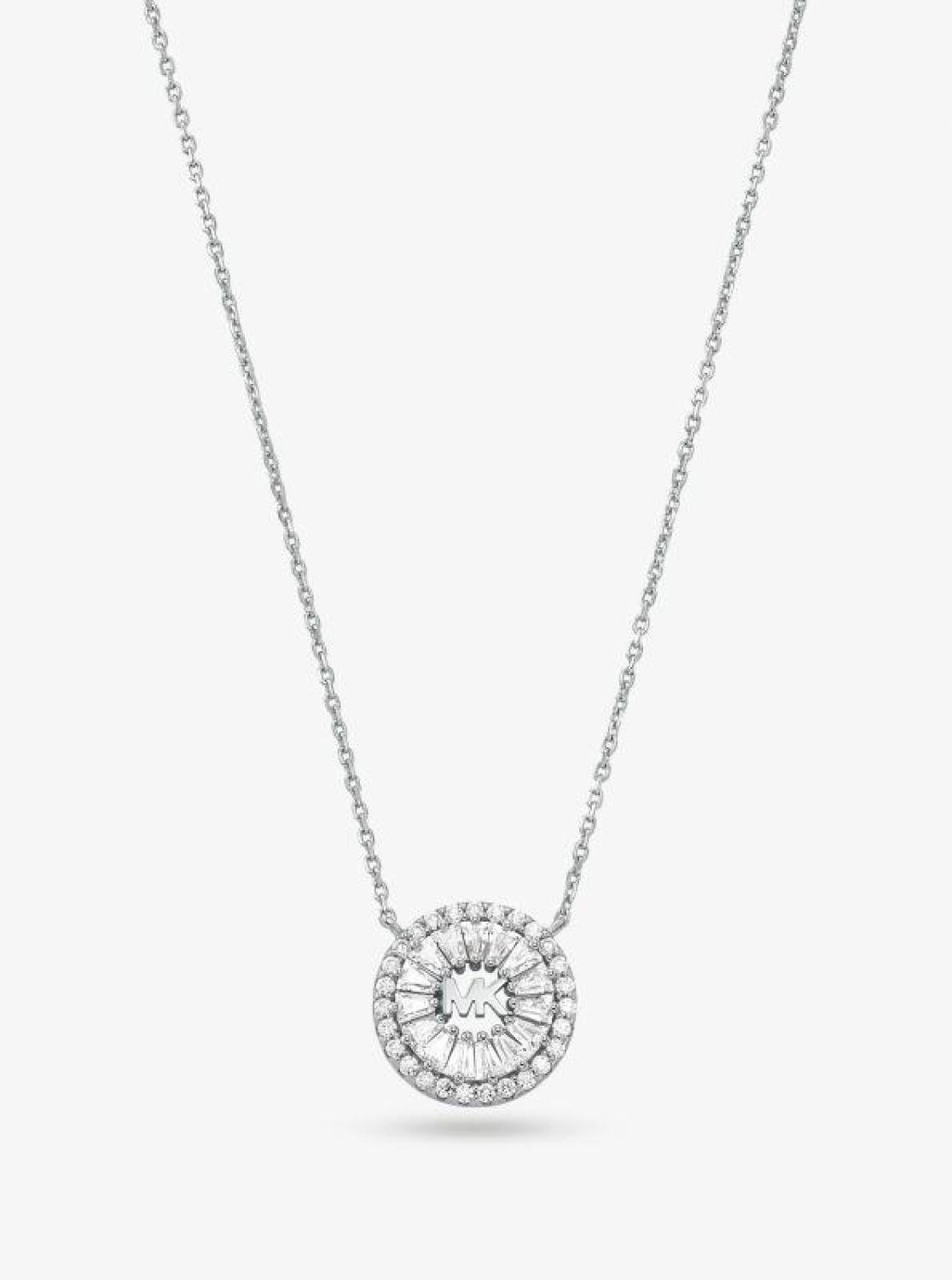 Precious Metal-Plated Sterling Silver Pavé Halo Necklace