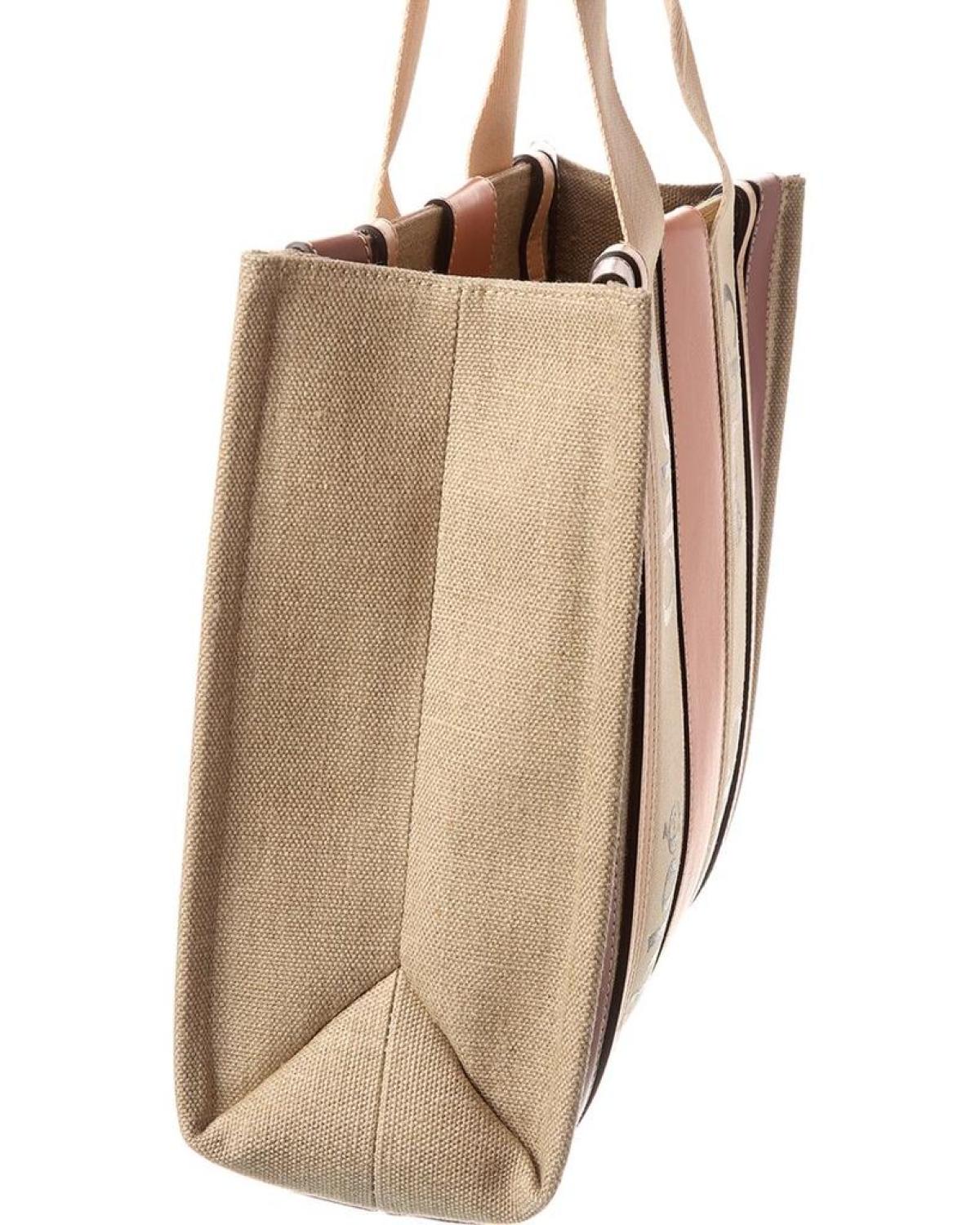 Chloé Woody Medium Canvas & Leather Tote