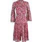 Michael Kors Tiered Floral-Print Chiffon Midi Dress in Pink Polyester