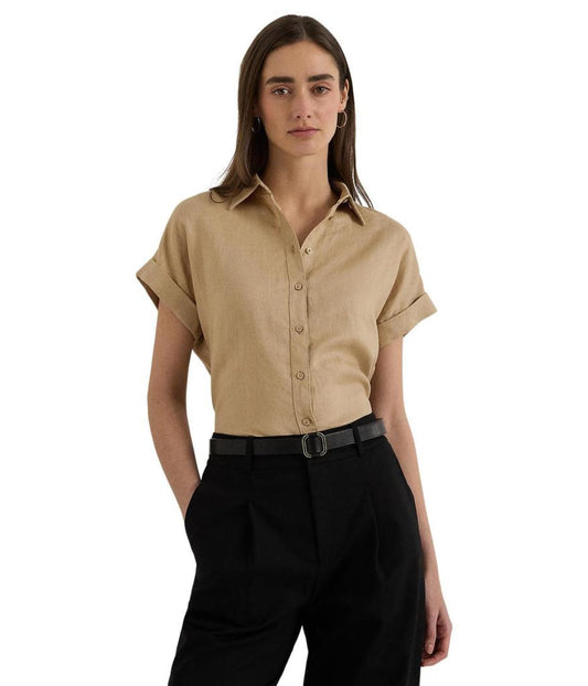 Petite Linen Short-Sleeve Shirt