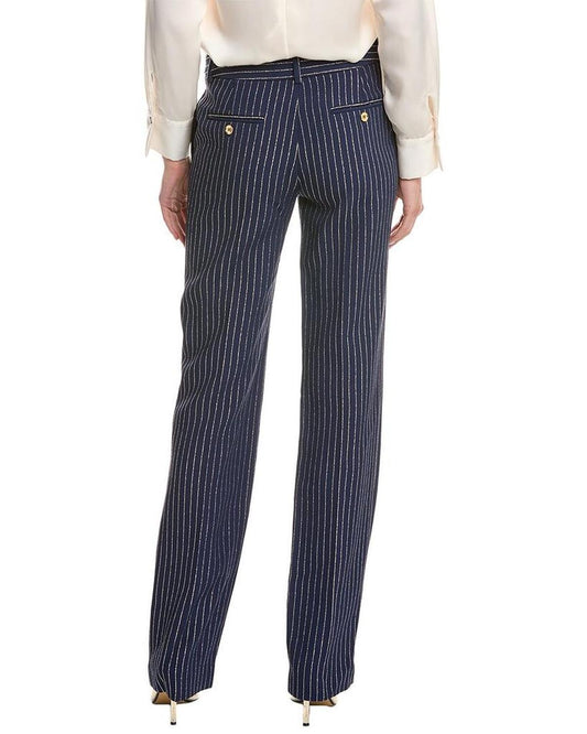 Michael Kors Collection Metallic Pinstripe Carolyn Silk-Blend Pant