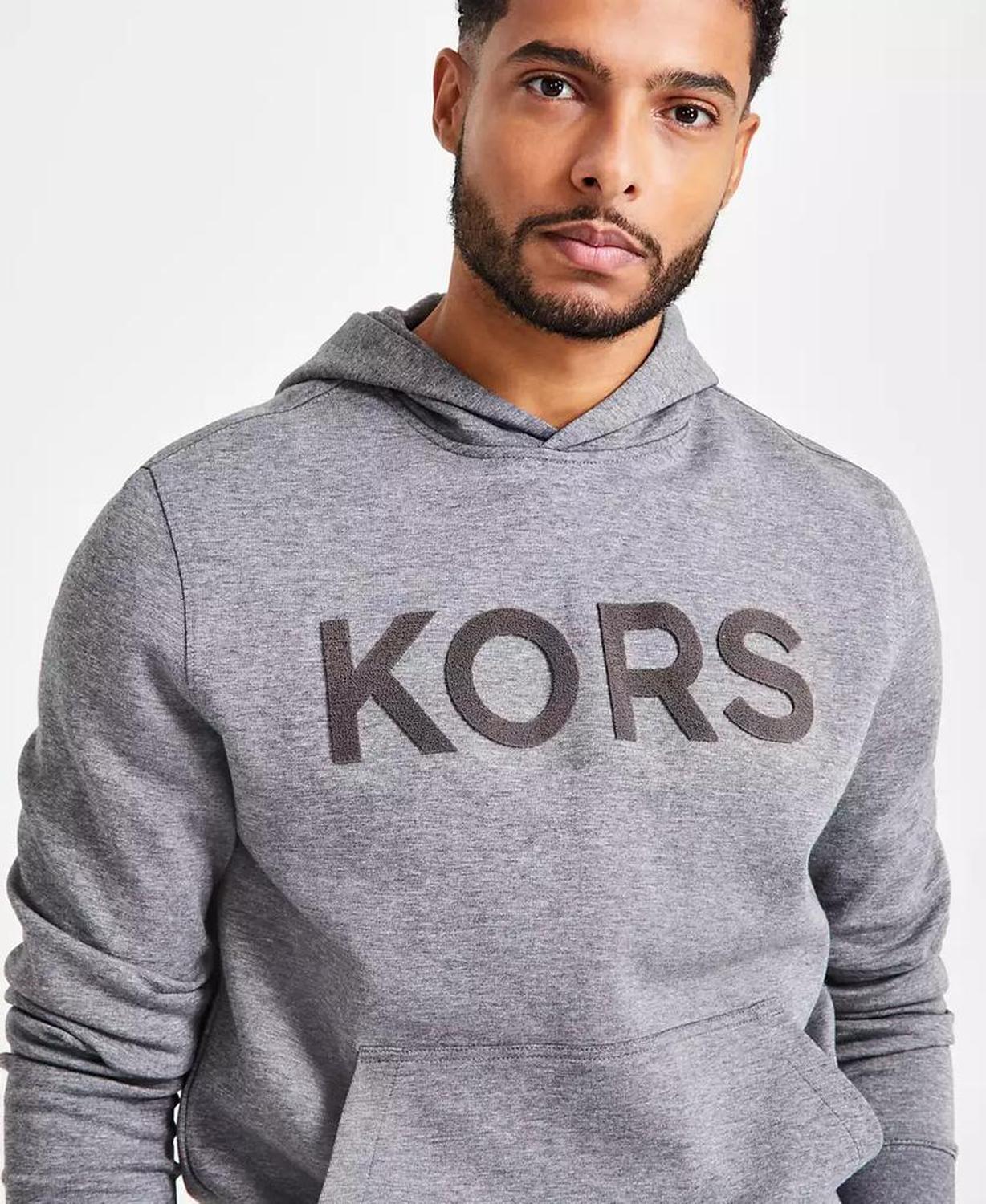 Men's Modern-Fit Stretch Textured Logo Hoodie