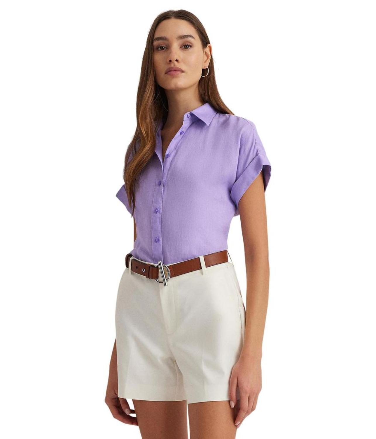 Petite Linen Short-Sleeve Shirt