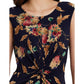 Floral Twist-Front Stretch Jersey Dress