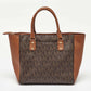 Michael Kors Brown Signature Coated Canvas And Leather Studded Sandrine Tote