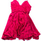 Marchesa Womens Silk Ruffled Texture Back Zipped Bow Tied Mini Dress Pink