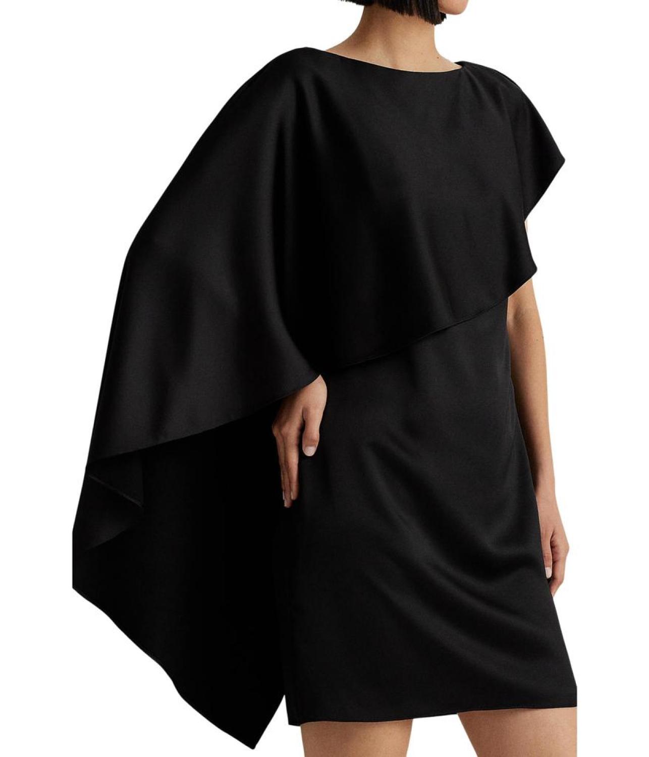 Satin Cape Cocktail Dress