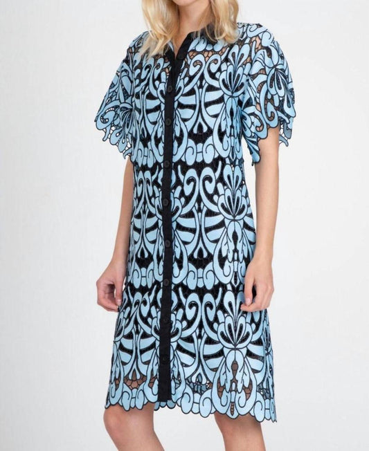 Gaia Shirt Dress In Blue Hacienda