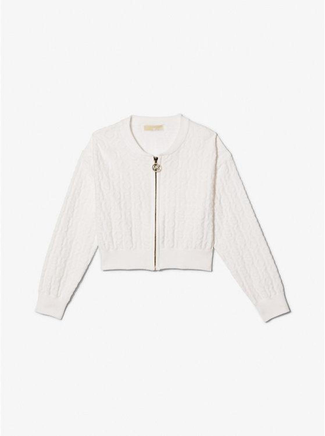 KORS Cotton Terry Blend Zip-Up Cardigan