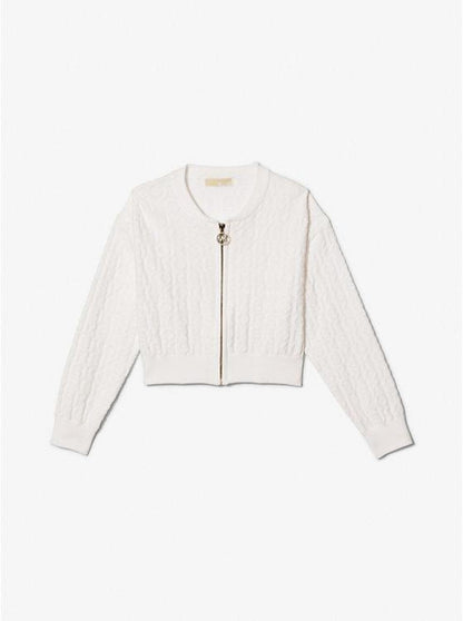 KORS Cotton Terry Blend Zip-Up Cardigan