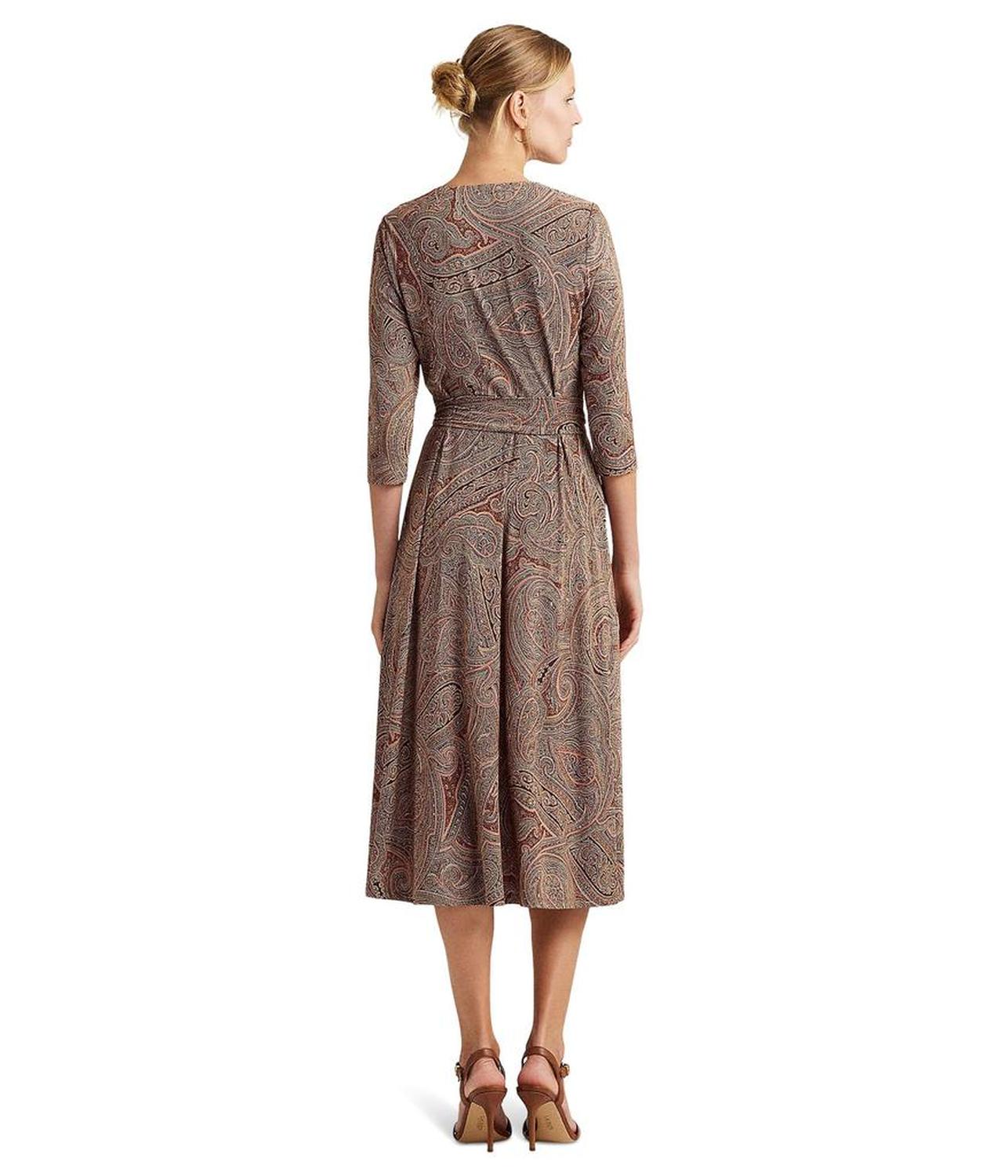 Paisley Surplice Stretch Jersey Dress