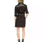 MICHAEL Women's Belted Faux-Leather Trim Mini Trench Dress