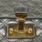 Metallic Quilted Leather Pushlock Flap Shoulder Bag