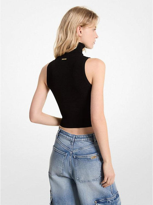 Sleeveless Turtleneck Cropped Top