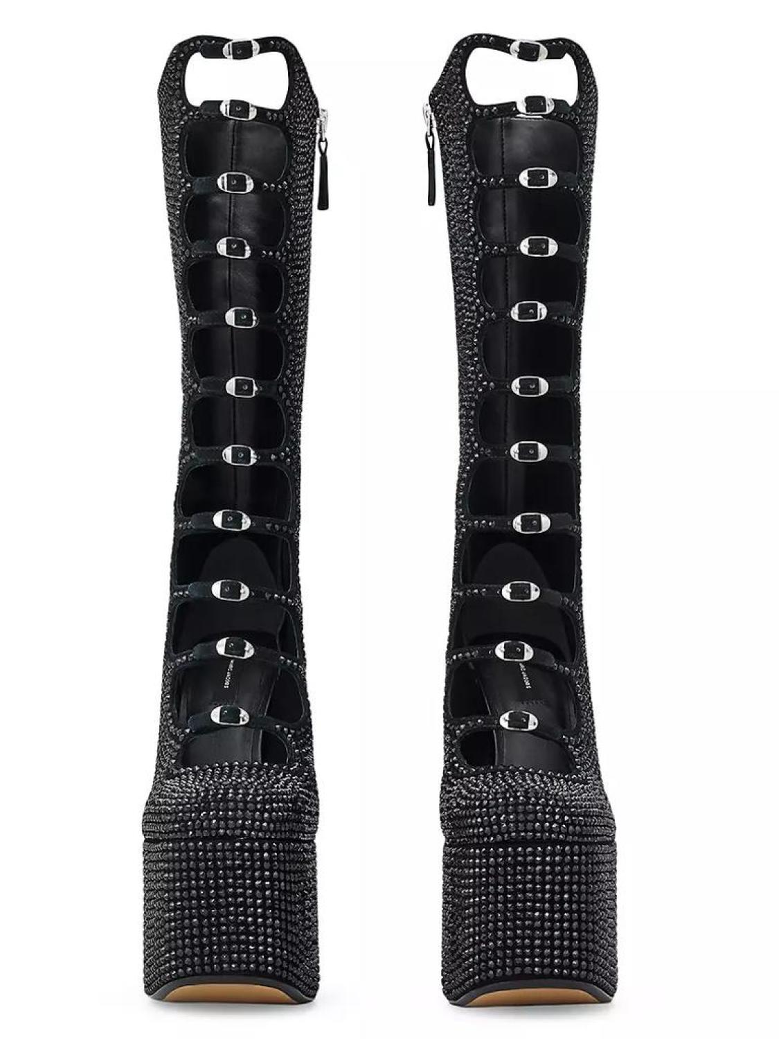 Kiki 160MM Crystal-Embellished Suede Boots