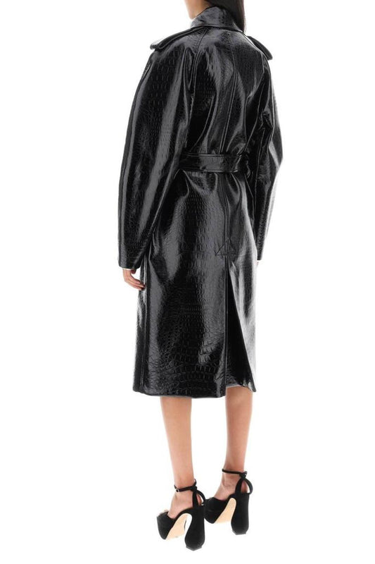 Sportmax 'faggi' Crocodile-Effect Vinyl Trench Coat